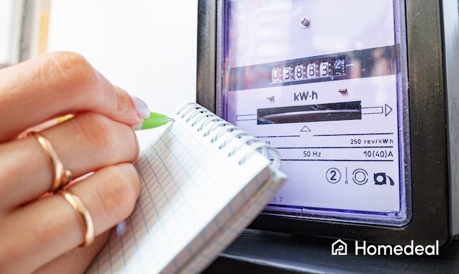 Vrouw schrijft het verbruik per jaar van haar warmtepomp op.